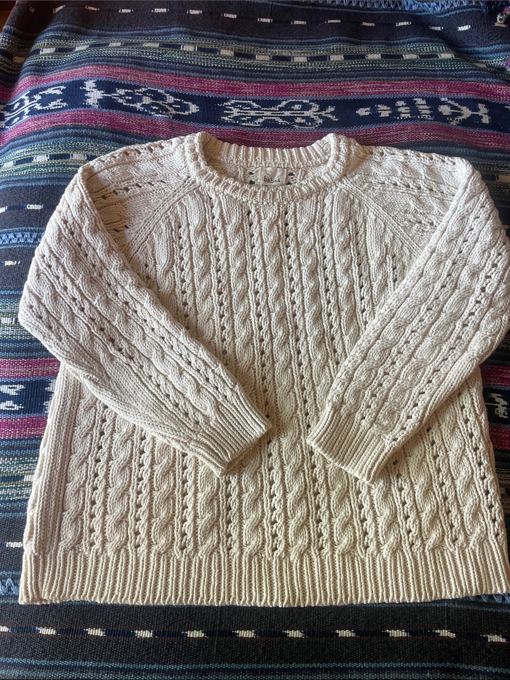 Baba Cream Cable Knit Sweater
